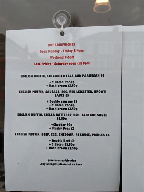 norman's cafe menu.